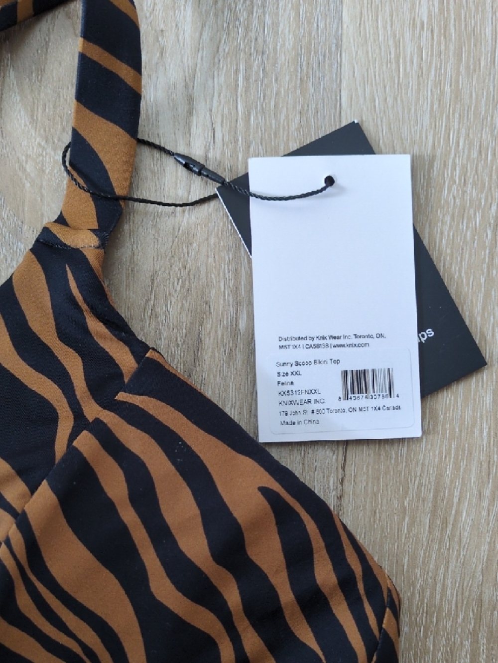 knix Black and Brown Zebra-Print Sunny Scoop Bikini Top - Picture 3 of 4